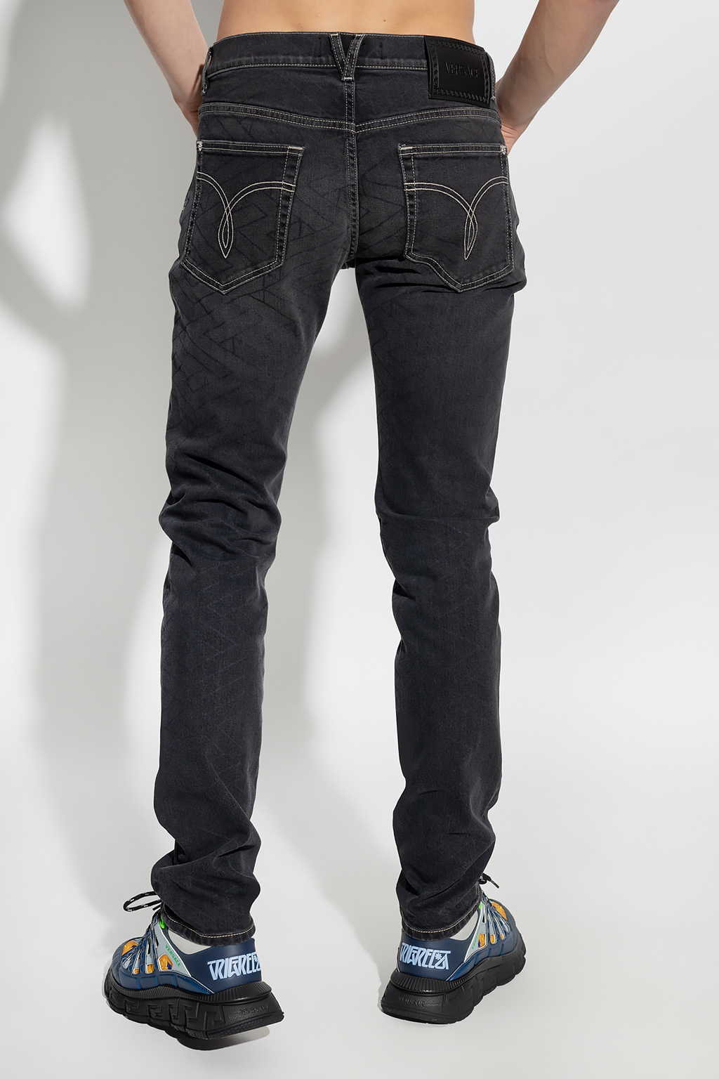 Grey Jeans with logo Versace - moschino black print dress